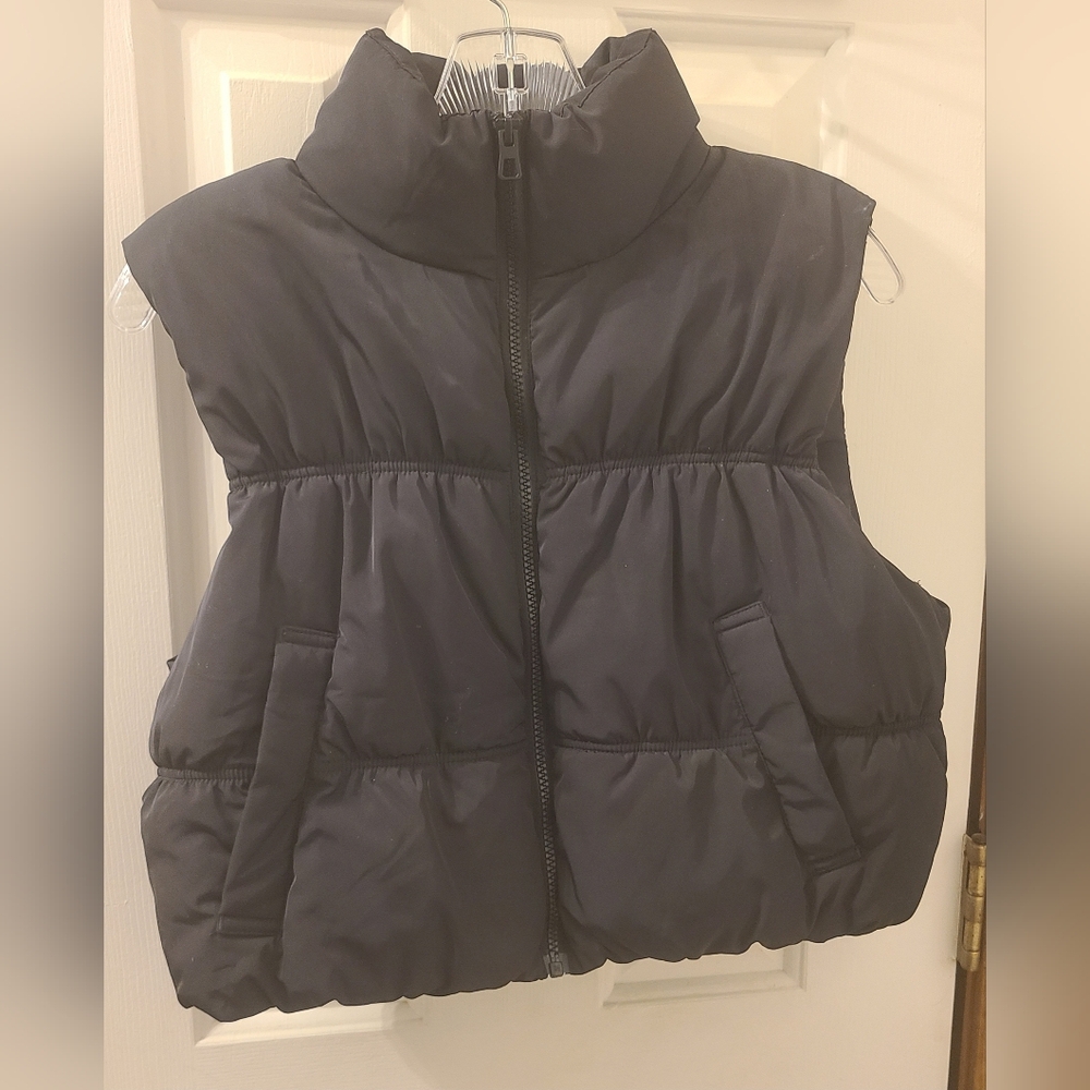 Divided Black Quilted Vest